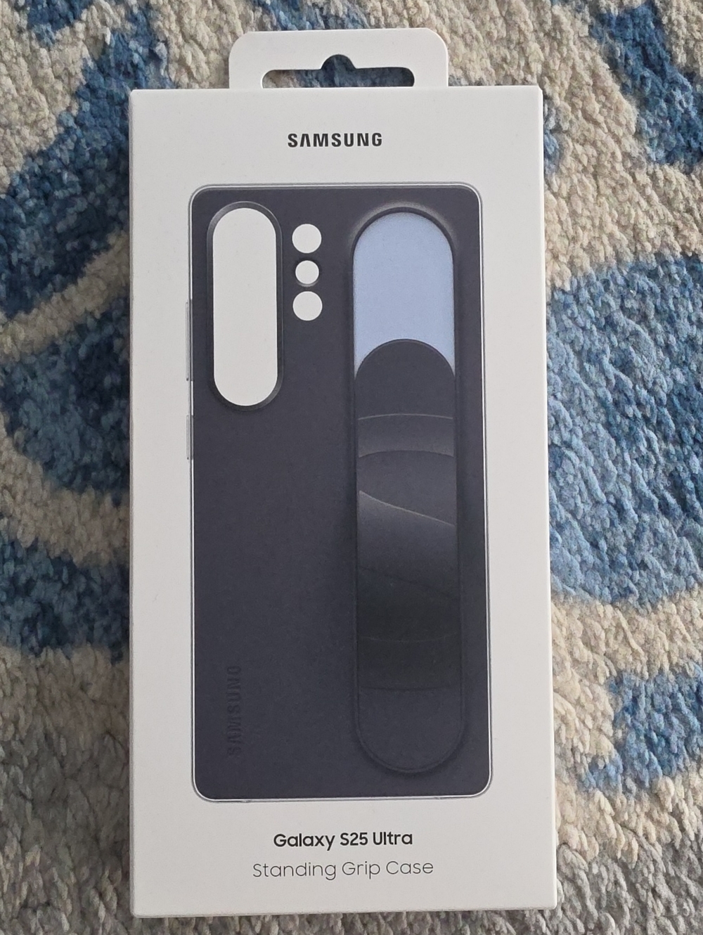 Samsung Galaxy S25 Ultra Standing Grip Case - Dark Gray and Light Blue Accent
